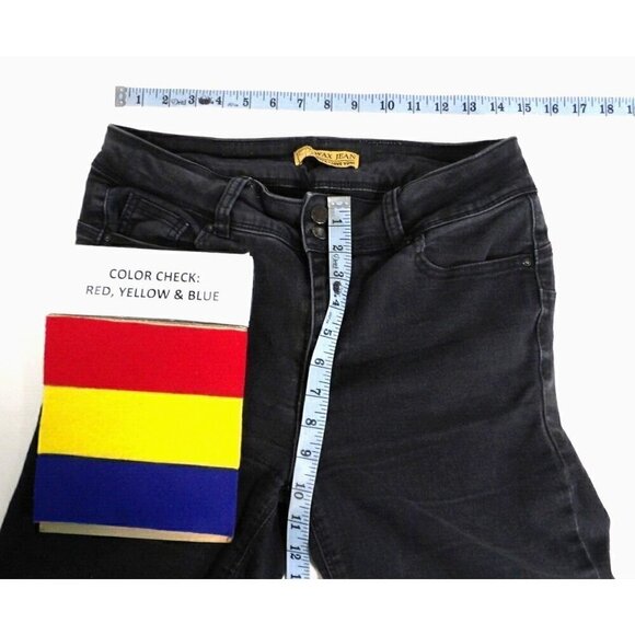 WAX black denim cuffed jean shorts Butt Love women's size L 30" waist, 8" inseam - Picture 2 of 4